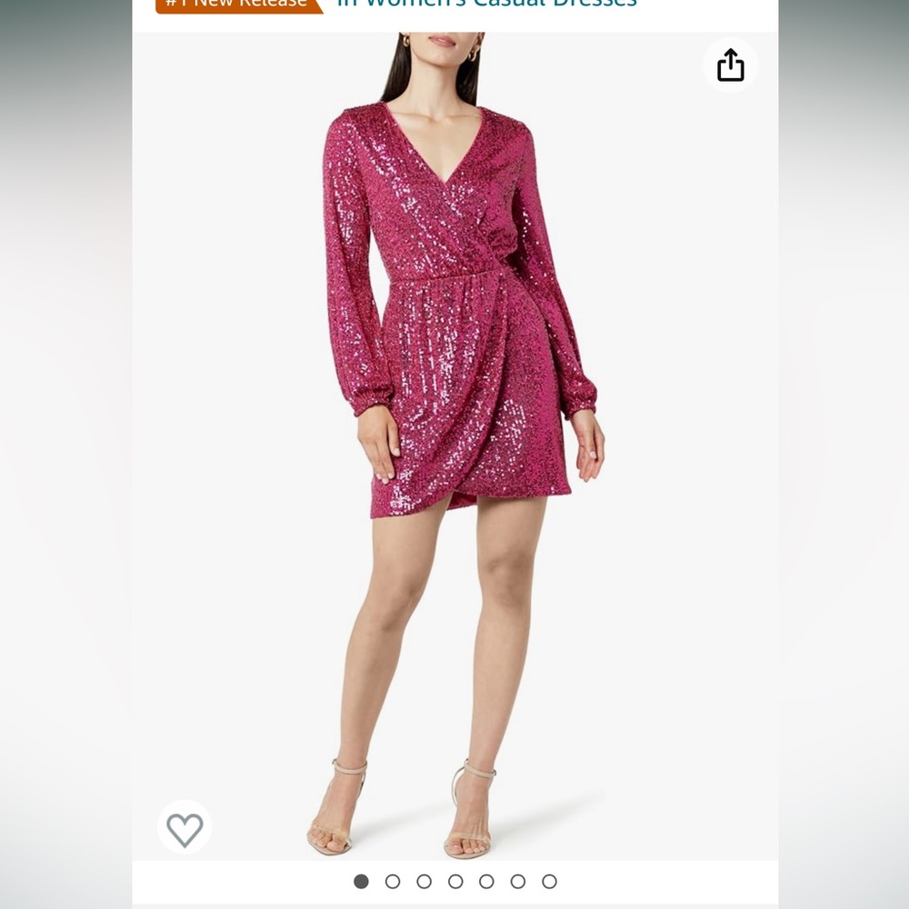 The Drop Women's Helena Sequin Wrap Dress in Luminous Pink